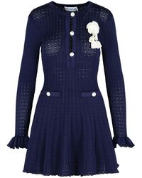 Self-Portrait - Self -Porträt -Häkelkleid in blauer Viskose -Mischung - Lyst