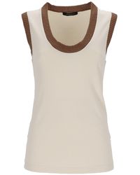 Fabiana Filippi - Neutrals Ribbed Cotton Tank Top - Lyst