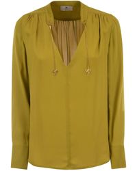 Elisabetta Franchi - Georgette Shirt With Charms And Logo - Lyst