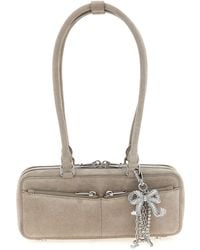 Self-Portrait - Zelfportret 'tan Suede Staguette Met Charme' Schoudertas - Lyst