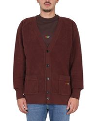 MSGM - V-Neck Cardigan With Embroidered Logo Detail - Lyst