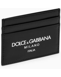 Dolce & Gabbana - Dolce&gabbana Black Calfskin Card Holder With Logo - Lyst
