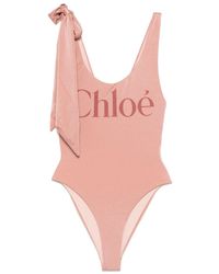 Chloé - Logo-Print Swimsuit - Lyst