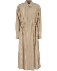 Polo Ralph Lauren - Striped Linen Cotton Shirt Dress With Drawstring - Lyst