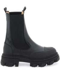 Ganni - Cleated Mid Chelsea Enkle Boots - Lyst