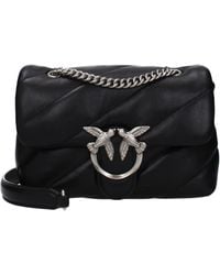 Pinko - Borse A Spalla Love Puff Donna Pelle Nero/Argento - Lyst