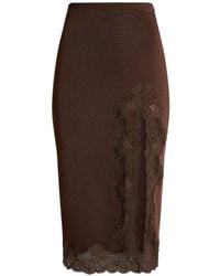 Balmain - Lace Detail Midi Skirt - Lyst
