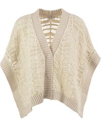 Peserico - Openwork Knit Poncho With Sequins - Lyst