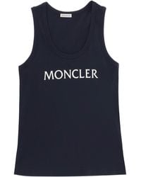Moncler - Logo Print Ribbed Tank Top - Lyst