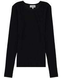 Ganni - Solid Round Neck Top - Lyst
