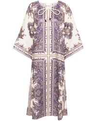Zimmermann - Paisley Print Leinen Midi Kleid - Lyst