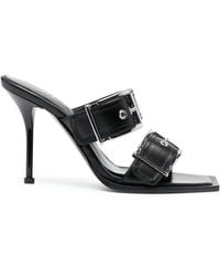 McQueen - Punk Double Buckle Leather Sandals - Lyst
