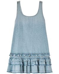 Ganni - Organic Cotton Denim Mini Dress - Lyst