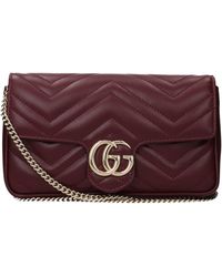 Gucci - Marmont Pochette Leather/Burgundy - Lyst