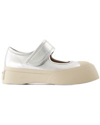 Marni - Mary Jane Sneakers Cuero Plata - Lyst