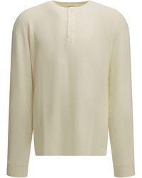 A.PRESSE - Henley T Shirt With A Honeycomb Pattern - Lyst