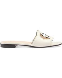Gucci - Leather Flat Sandals - Lyst