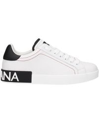 Dolce & Gabbana - Logo Portofino Leather Low-Top Trainers - Lyst
