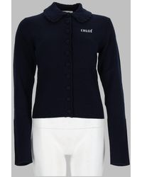 Chloé - Wool Cardigan With Peter Pan Collar - Lyst