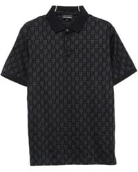 Emporio Armani - Allover Logo Polo Shirt - Lyst