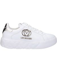 Love Moschino - Sneakers Donna Pelle Bianco/Argento - Lyst
