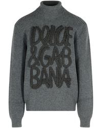 Dolce & Gabbana - I Gray Virgin Wool Sweater - Lyst