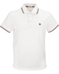 Moncler - Cotton Pique Polo Shirt With Tricolor Trim - Lyst
