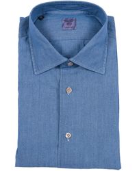 MAZZARELLI CAMICIE - Denim Slim Fit Cotton Shirt - Lyst