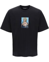 Dolce & Gabbana - Gedrucktes T -Shirt mit Strasssteinen - Lyst