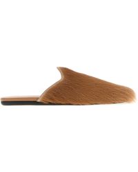 Prada - Camel Calf Hair Slippers - Lyst