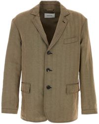 Ferragamo - Embroidered Linen Blend Blazer - Lyst