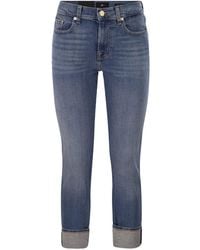 7 For All Mankind - Relaxed Skinny Cropped Slim Illusion Stretch Denim Jeans - Lyst