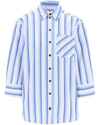 Ganni - "oversized Striped Poplin Shirt - Lyst