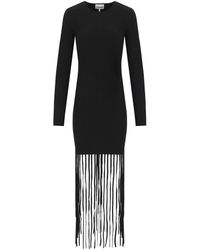 Ganni - Knitted Dress With Fringes - Lyst