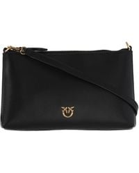 Pinko - Flache horizontale schwarze antike goldene Beutel - Lyst