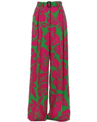 Dries Van Noten - Wide-Leg Floral Print High-Waist Trousers - Lyst