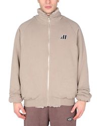 MOUTY - "Nyc" Cotton And Faux Fur Reversible Sweatshirt With Embroidered Logo - Lyst