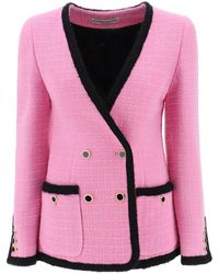 Alessandra Rich - Double Breasted Boucle Tweed Jacke - Lyst