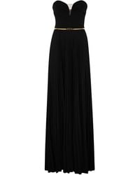 Elisabetta Franchi - Pleated Lurex Jersey Carpet Dress With Belt - Lyst