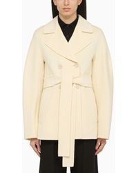 Sportmax - Short Double Breasted Vanilla Wool And Cashmere Coat - Lyst