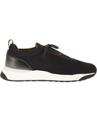 Santoni - Textile And Leather Trainers With Raised Sole - Lyst