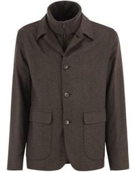 Herno - Silk And Cashmere Tailored Jacket With Removable Inner Bib - Lyst