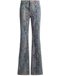 Etro - Flared Denim Jeans With A Floral Paisley Motif - Lyst