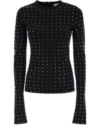 Sportmax Negus Scuba Jersey T Shirt With Rhinestones in