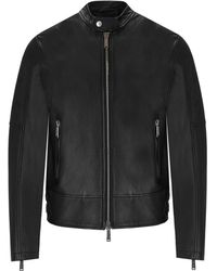 DSquared² - Black Leather Biker Jacket - Lyst
