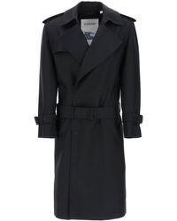 Burberry - Double Breasted Silk Twill Trench Coat - Lyst