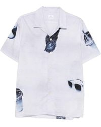 Paul Smith - Camisa de algodón con botones a presión blanqueados por el sol de - Lyst