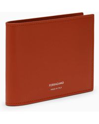 Ferragamo - Terracotta Coloured Leather Wallet With Logo - Lyst