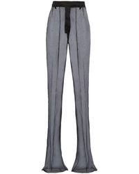 Prada - Organza Semi-Sheer Flared-Leg High-Rise Silk Trousers - Lyst