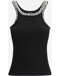 Pinko - Top de canalé con bordado de pedrería de - Lyst